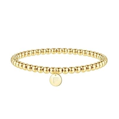 BAYLAY Gold Initial Bracelets for Women Jewelry, 14K Gold Plated Beaded Letter Bracelet Dainty Disc Charm Bracelets for Women Trendy Jewelry Gifts