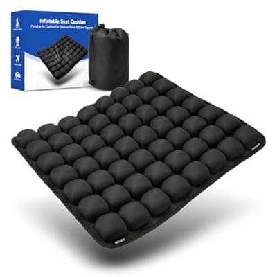 Inflatable Wheelchair Cushion for Pressure Relief - Self-Inflating Seat Pad for Mobility Scooter, Office Chair & Airplane Travel - Portable Cushion for Sciatica & Tailbone Pain Relief (No Pump Needed)