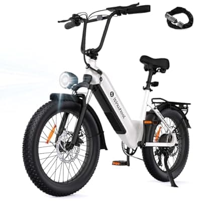 isinwheel U8 Electric Bike for Adults,1000W Peak Motor Ebike,Max 20/28MPH 75-105Miles Range Electric Bicycle,48V 13AH/18AH Battery Commuting 20" Step Thru Fat Tire Ebikes for Adults,7 Speed Gearing