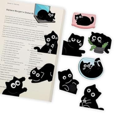 10Pcs Magnetic Bookmarks Cute Black Cat Bookmark, Valentines Day Gifts for Classroom, Black Cat Gifts for Reading Women, Bookish Gift for Book Lovers