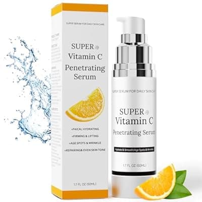 Vitamin C Serum for Face, Super Vitamin C Serum for Women Over 70, All-In-One Hydrating, with Hyaluronic Acid Vitamin E Smooths Fine Lines for Neck Face, 50ML, 1 Pack