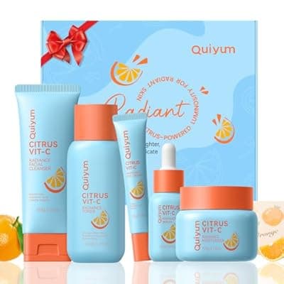 QUIYUM Citrus Vitamin C Skin Care Set, Skincare for Women & Teens Girls- Gift Set Facial Skincare Product, Hydrating, Smooth, Glow Up, Firm, Oil Control, for All Skin Types, Full Size