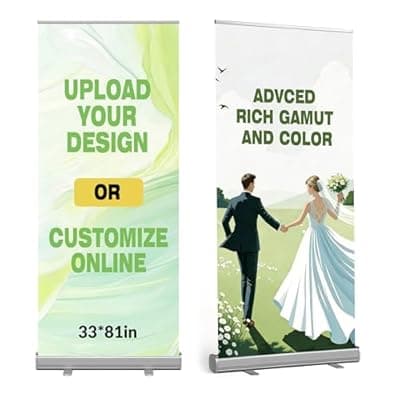 Custom Retractable Banner with Silver Aluminum Stand Personalized Display with travel case for Business and Trade Shows Advertising and Promotion(33" × 81")