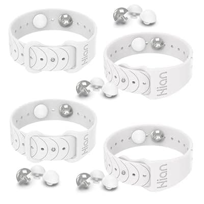 Hion Motion Sickness Bands Anti Nausea Acupressure Wristband Sea Sickness Wristbands Nausea Bands Natural Relief Motion & Morning Sickness -(2 Pairs White