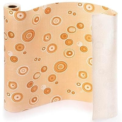 FIFTY FEET 12X120 Inch Shelf Liner for Kitchen Cabinets, PVC Drawer Liner for Dresser Non-Slip Bathroom, Non-Adhesive Cabinet Liner Washable (Yellow Bubble)(1 Roll)