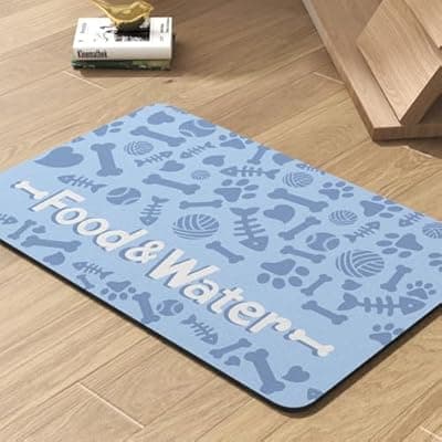 Pet Feeding Mat-Absorbent Dog Mat for Food and Water Bowl-No Stains Quick Dry Water Dispenser Mat-Dog Accessories Pet Supplies-Bowl for Messy Drinkers(Bone,17"x28"